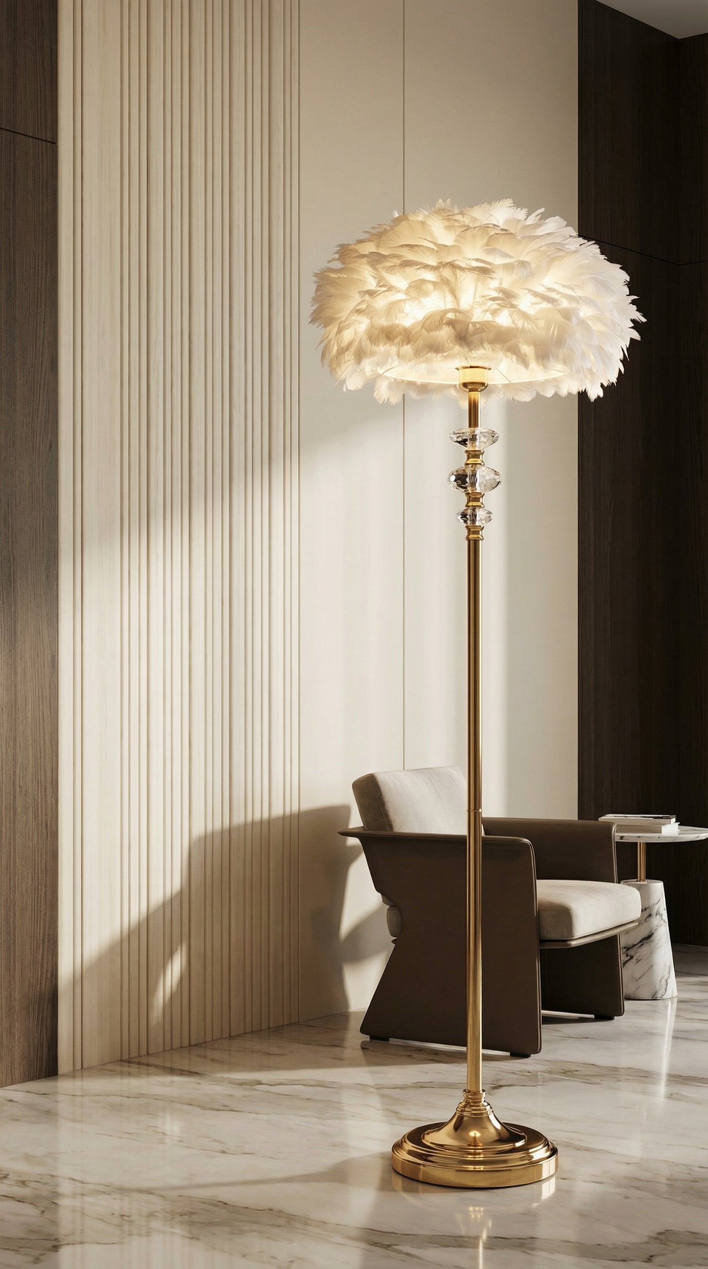 Feather-Fur Floor Lamp [ 5FT ] [ DIAMOND GLASS ]