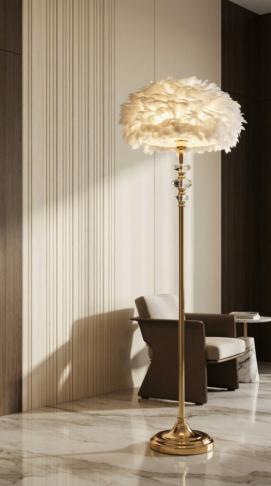 Feather-Fur Floor Lamp [ 5FT ] [ DIAMOND GLASS ]